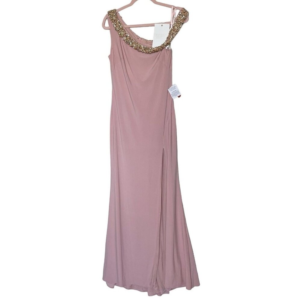 Mac Duggal Dress Gown Size 6 Pink Beaded Drop Shoulder Rhinestones 68163 $398 - Picture 5 of 16